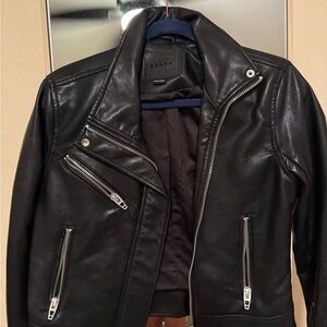 Blank NYC Black Leather Bomber Jacket